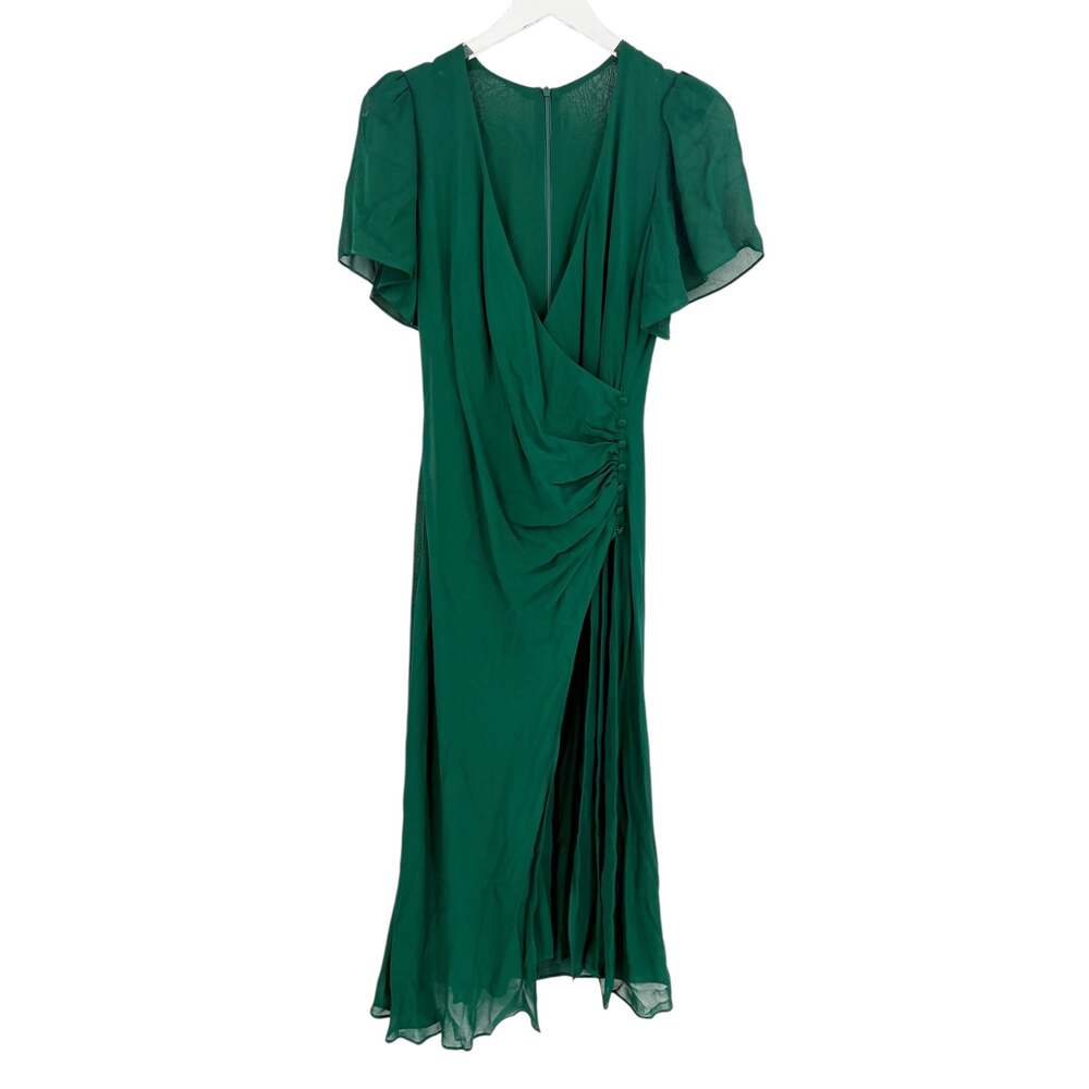 REFORMATION Dress Size XS / S Maxi Emerald Green Buttons Breanna V Neck - Picture 4 of 7